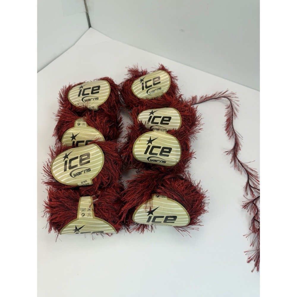 Ice Yarns Eyelash Soft Made in Turkey 50g Each Skeins Lot of 8‎ Red